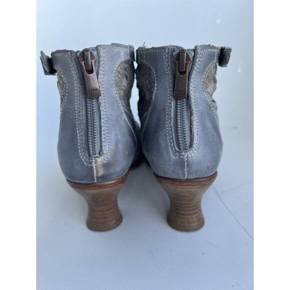 Womens Neosens Gray Leather Cutout Heeled Ankle Shoes Booties Spain EU 36/ US 6 - Picture 3 of 13